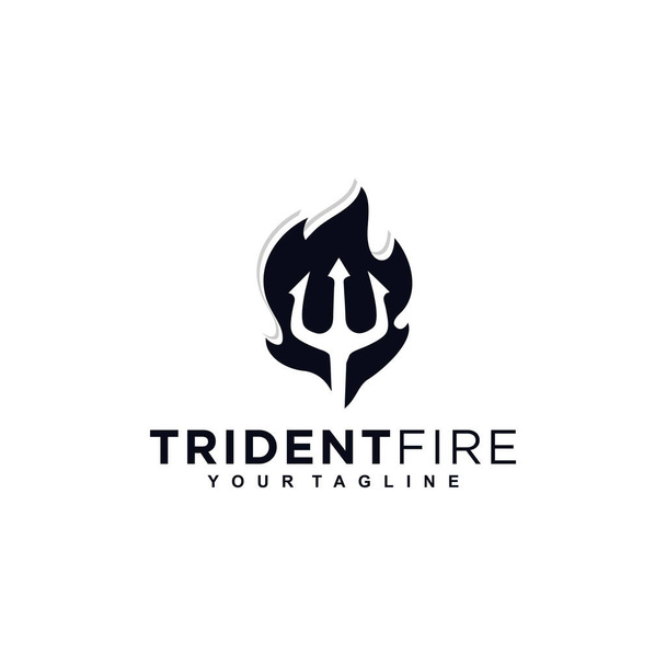Trident Fire Black Logo Ontwerp Template Inspiratie Idee - Vector, afbeelding
