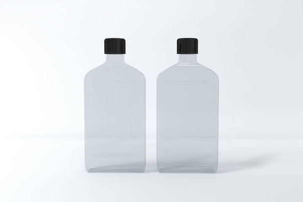 Una representación 3d de botellas claras aisladas sobre fondo blanco - Foto, imagen