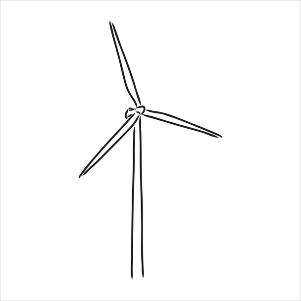 Wind power plant. Hand drawn vector illustration. - Vector, Image