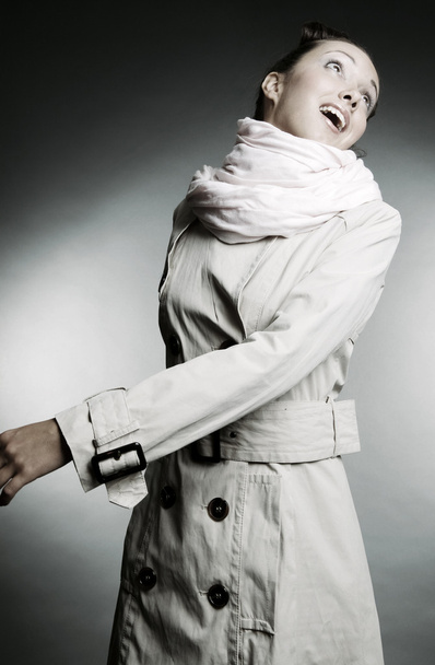 Beautiful model in grey cloak - Photo, Image