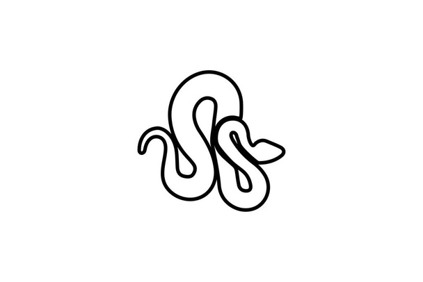 serpente icona nero contorno vettore illustrazione animale cobra anaconda che strisciante - Vettoriali, immagini