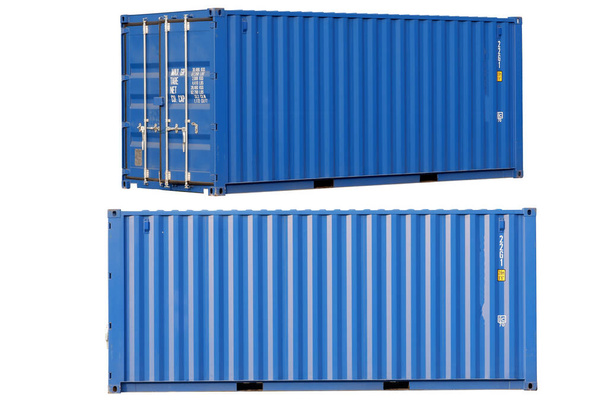 Синий контейнер Обрежьте белый фон для удобства использования. - Фото, изображение