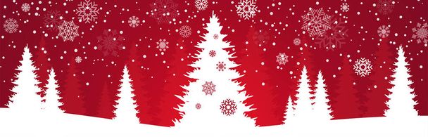 Fichier vectoriel EPS 10 montrant le paysage naturel de Noël avec champs de neige, sapins, flocons tombants et arrière-plan coloré - Vecteur, image