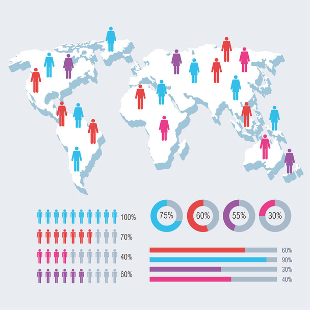 bevolking infographic in planeet - Vector, afbeelding