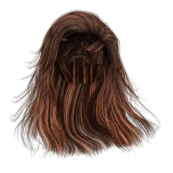 3D render, 3D-s illusztráció, fantasy hosszú haj elszigetelt fehér háttér - Fotó, kép
