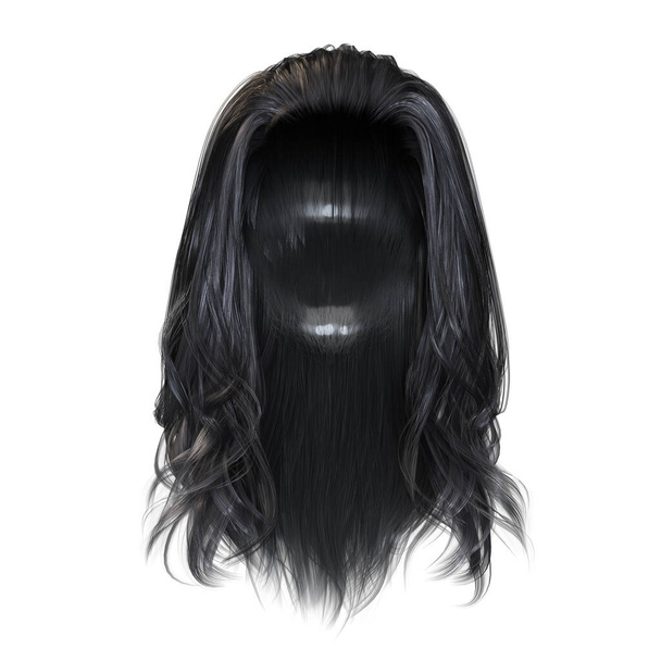 3D καθιστούν, 3D εικονογράφηση, φαντασία μακριά μαλλιά σε απομονωμένο λευκό φόντο - Φωτογραφία, εικόνα