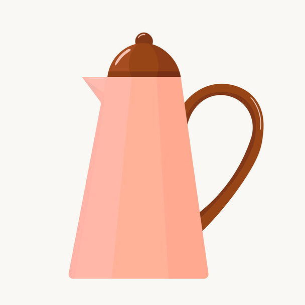 Coffee pot in flat style isolated on background. Vector illustration - Vector, Imagen
