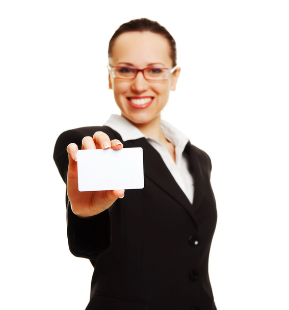 Businesswoman with card - Foto, Imagen