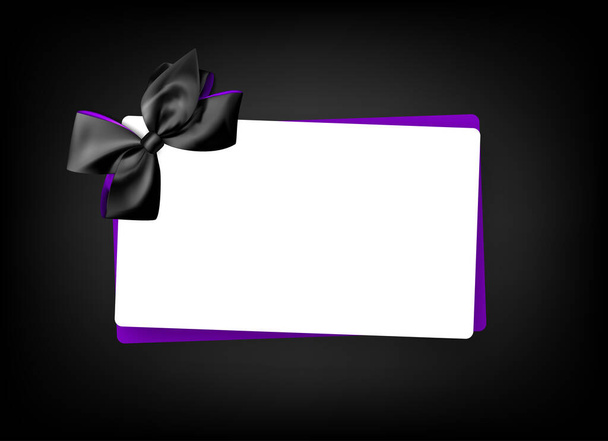 Card template with black beautiful bow. Space for text. Vector illustration. - Vector, Image
