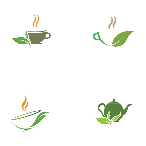 set of Green tea vector logo template - Vector, Image