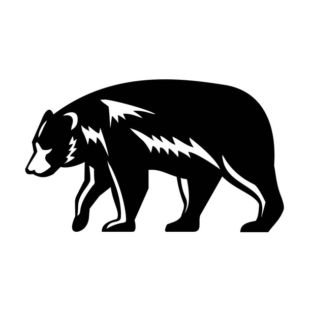 Retro style illustration of an American black bear or Ursus americanus, a medium-sized bear endemic to North America, walking viewed from side on isolated background done in woodcut black and white. - Vector, Image