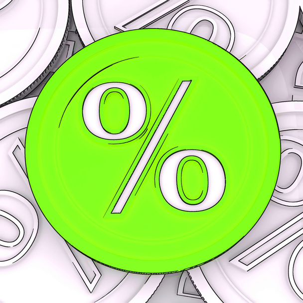 znak procentu monety czyli stopy procentowe - Zdjęcie, obraz