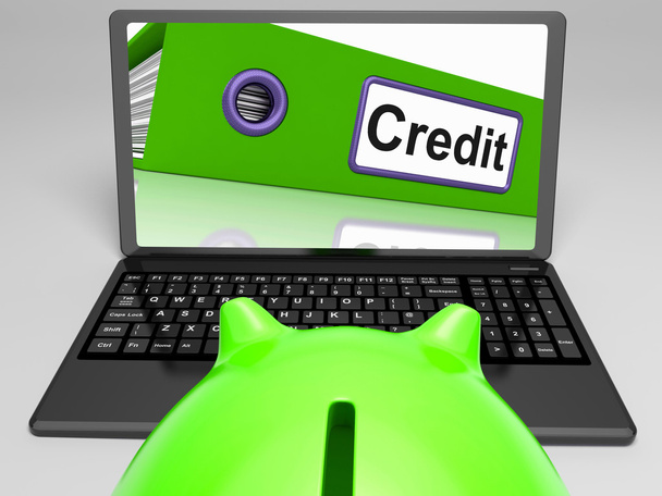 Computadora portátil de crédito significa préstamos en línea o reembolsos
 - Foto, imagen