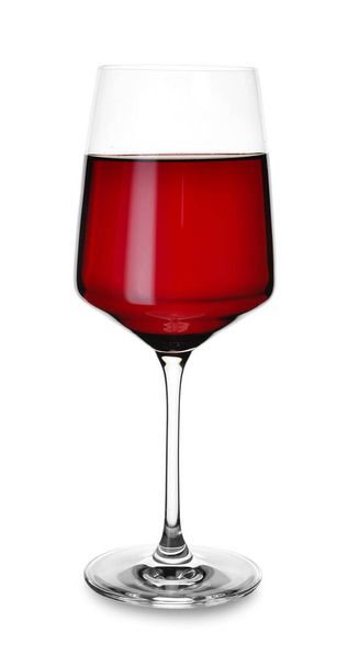 Glass of delicious red wine on white background - Foto, Imagem