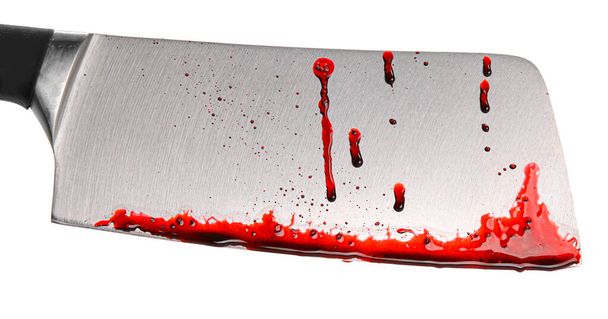 Αιματοβαμμένο μαχαίρι σε λευκό φόντο - Φωτογραφία, εικόνα