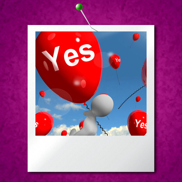 Ja Luftballons Foto bedeutet Gewissheit und bejahende Zustimmung - Foto, Bild