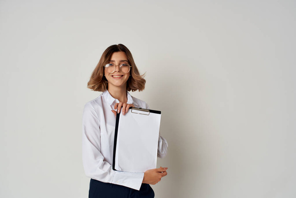 Business woman with documents in hands manager work professional - Photo, Image