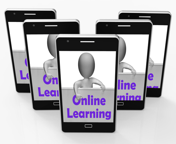online leren teken telefoon middelen e-leren en internet cursussen - Foto, afbeelding