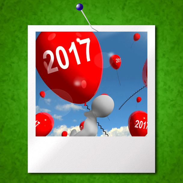 twee duizend zeventien op ballonnen foto toont jaar 2017 - Foto, afbeelding