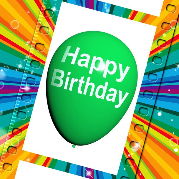 Happy Birthday Ballon zeigt fröhliche Feste und Party - Foto, Bild