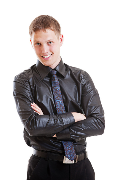 sikeres férfi fekete ing és nyakkendő - Fotó, kép