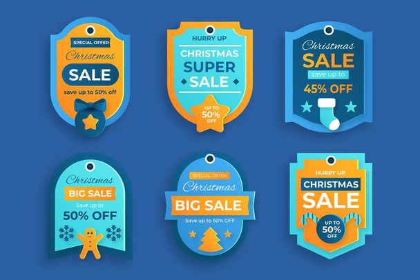 christmas sale tag collection vector design illustration - Vector, Image
