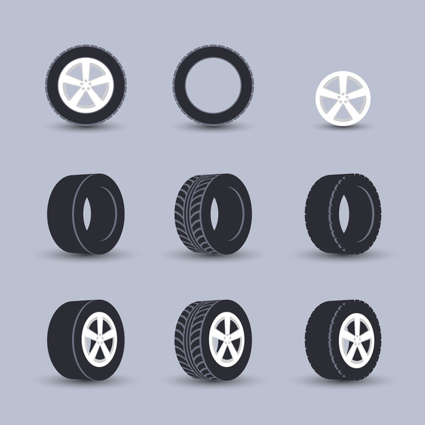 Tire icon set - Vector, Image