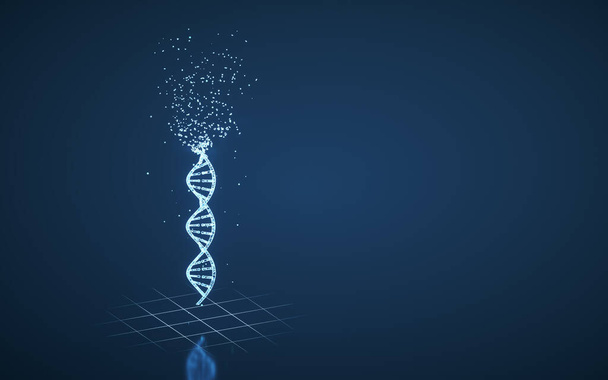 Dna i chromosomy, geny i dziedziczenie, renderowanie 3D. Cyfrowy rysunek komputera. - Zdjęcie, obraz