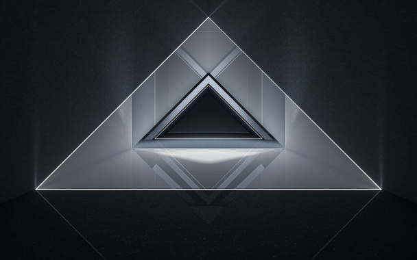 Triangular tunnel, abstract conception, 3d rendering. Computer digital drawing. - Foto, Imagen