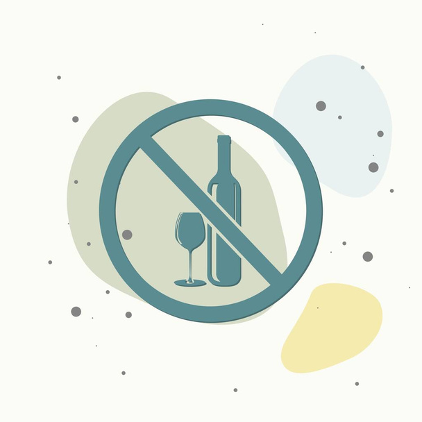 Prohibición de beber bebidas alcohólicas vector icono sobre fondo multicolor. Capas agrupadas para facilitar la edición de ilustraciones. Para su diseño. - Vector, imagen