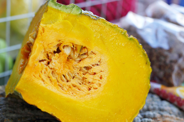 Fresh yellow pumpkin on the market - Photo, image
