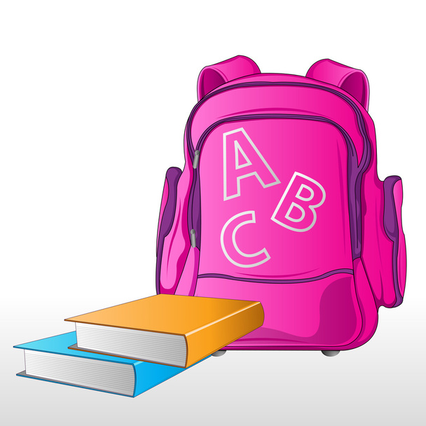 School Bag with Books - Vector, Image