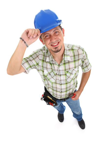 Carpenter Wearing Toolbelt Hardhat - Photo, image