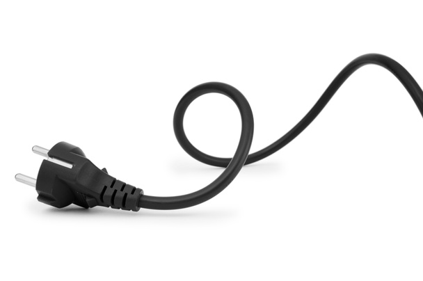 czarny kabel elektryczny na białym tle - Zdjęcie, obraz