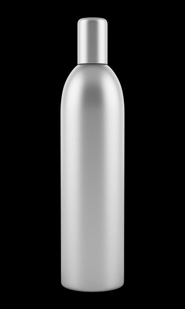 gray blank shampoo bottle isolated on black background - 写真・画像