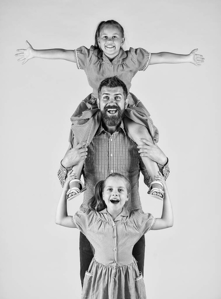father and children spend time together and have fun, childrens day - Fotografie, Obrázek