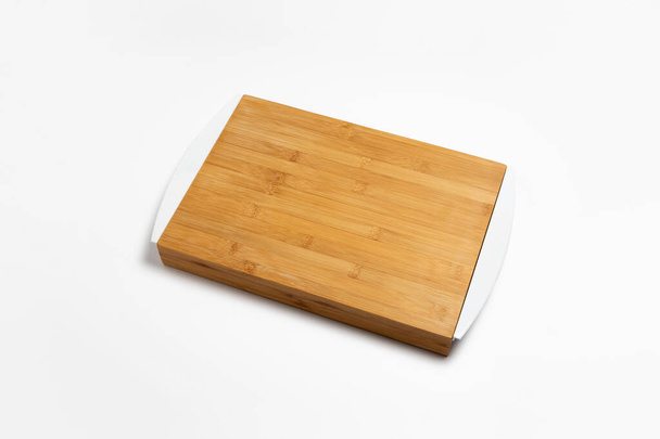 Chopping board with shelves isolated on white background. High-resolution photo.Mock-up - Foto, Imagem