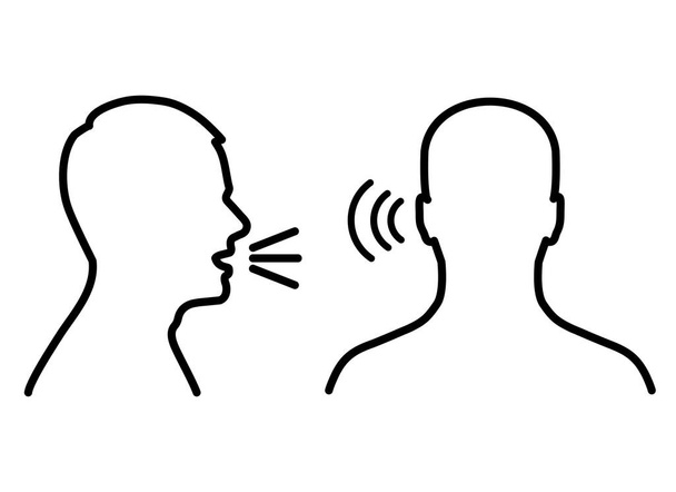 ακούστε και μιλήστε εικονίδιο, φωνή ή ηχητικό σύμβολο - Διάνυσμα, εικόνα