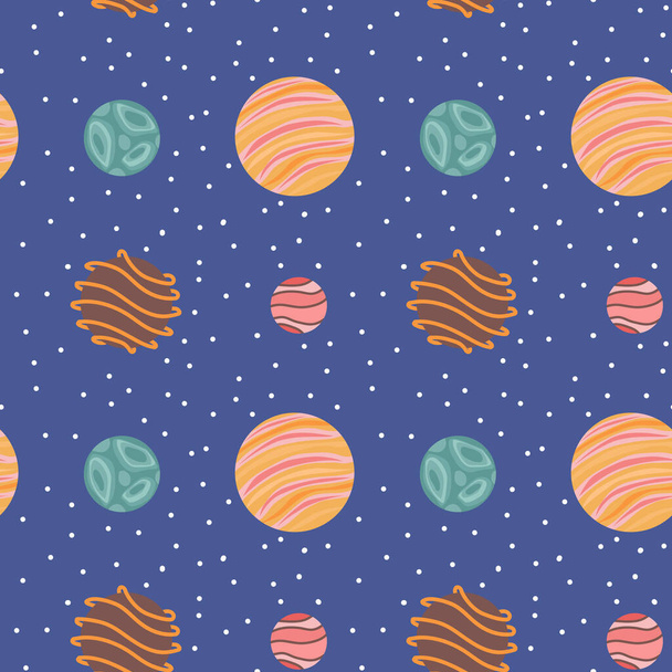 Fantasy planets seamless pattern. Universe background. Vector illustration - Wektor, obraz