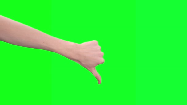 Mão mostrando polegares para baixo. Composição de tela verde - Filmagem, Vídeo