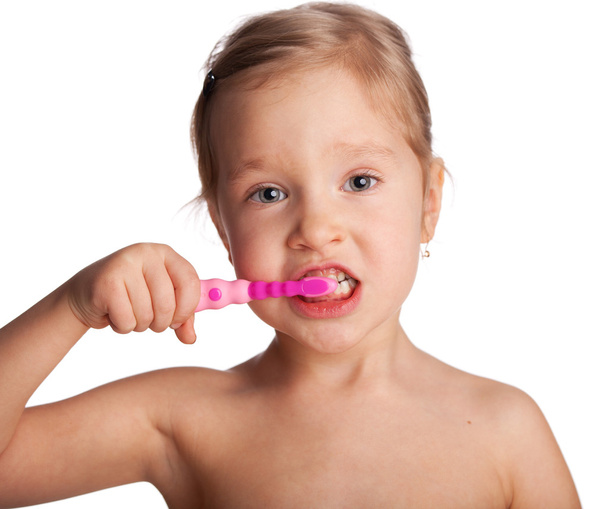 Little girl with toothbrush - Fotó, kép