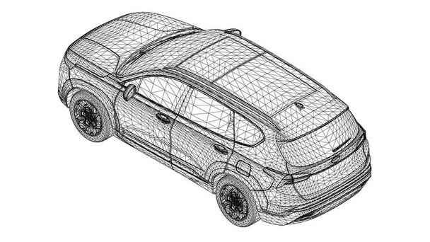 Résumé Voiture vectorielle créative SUV grande ville OFF-ROAD lignes de véhicules connectés aux points. - Vecteur, image