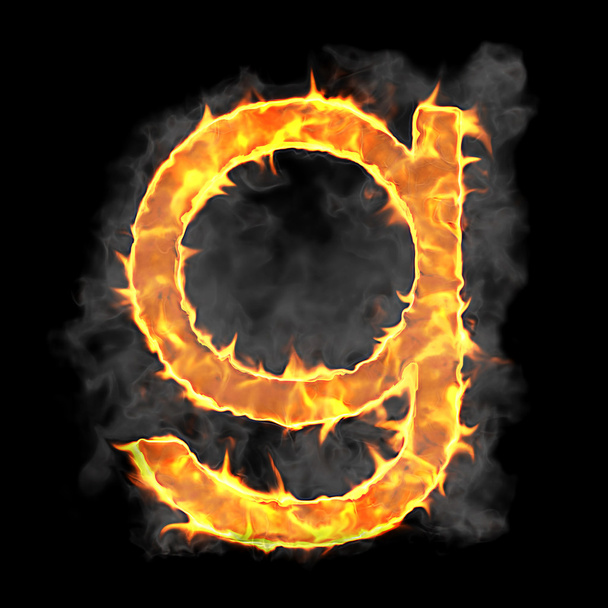 Burning and flame font G letter - Фото, зображення