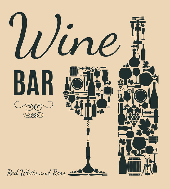 Cartão de vinho retro
 - Vetor, Imagem