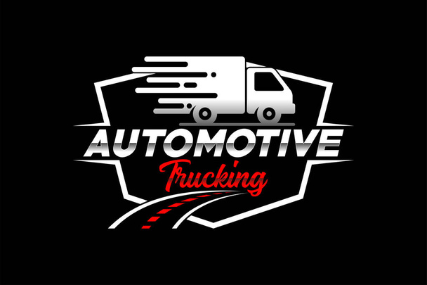 Caminhão silhueta abstrato logotipo modelo vetor. adequado para logotipo de carga, caminhões de carga de entrega, logística - Vetor, Imagem