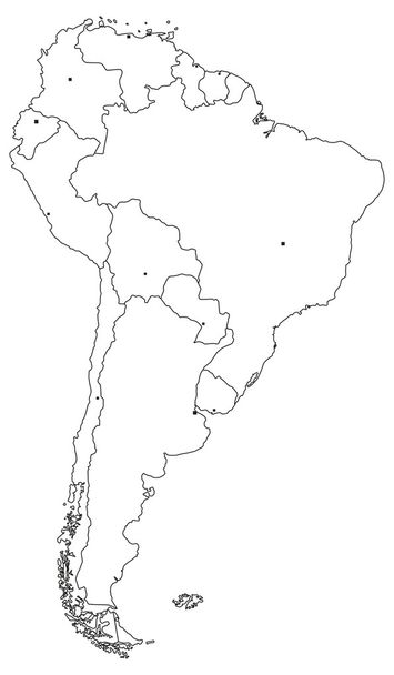 Νότια Αμερική χάρτη με κιονόκρανα - Διάνυσμα, εικόνα