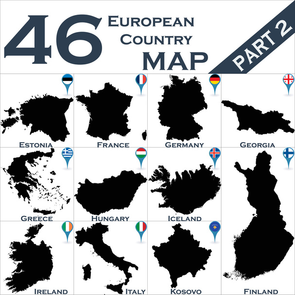 χάρτες της Ευρωπαϊκή χώρα - Διάνυσμα, εικόνα