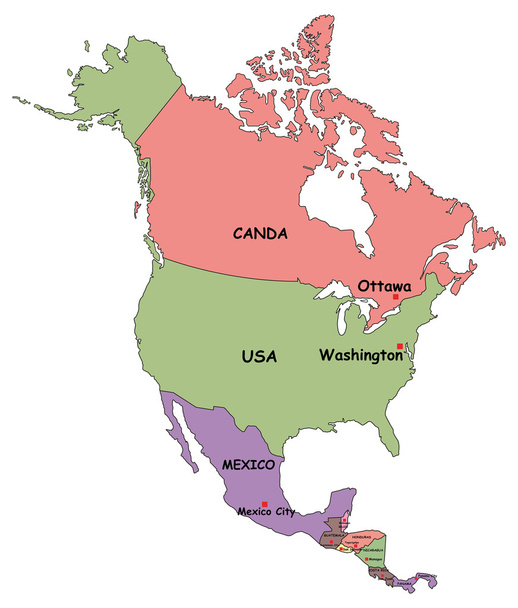 Mappa politica del Nord America
 - Vettoriali, immagini