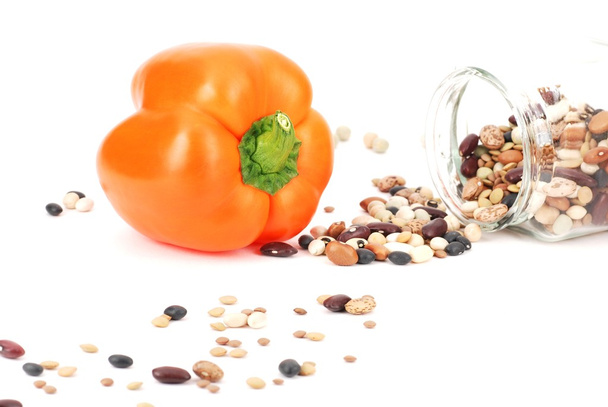 Orange pepper and cooking beans - Photo, Image