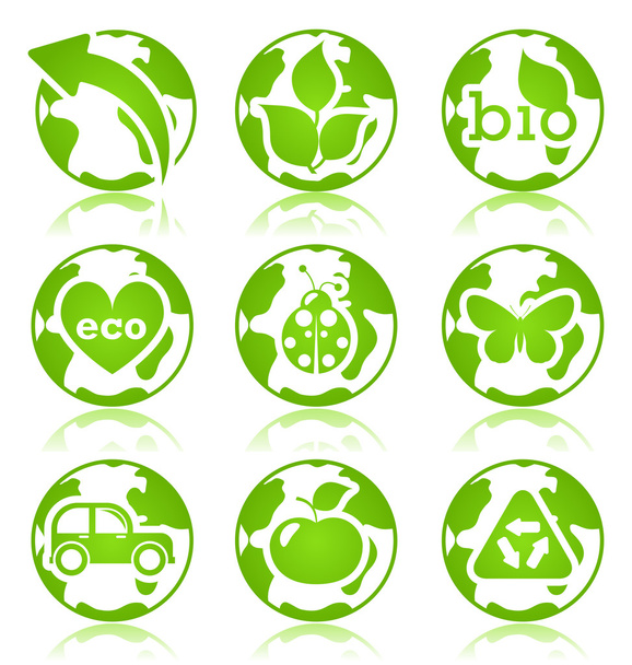 Glossy ecology symbols - Vetor, Imagem
